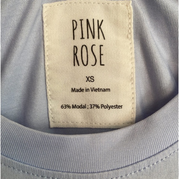 Pink Rose Women’s blue Baseball Tee - Picture 3 of 3